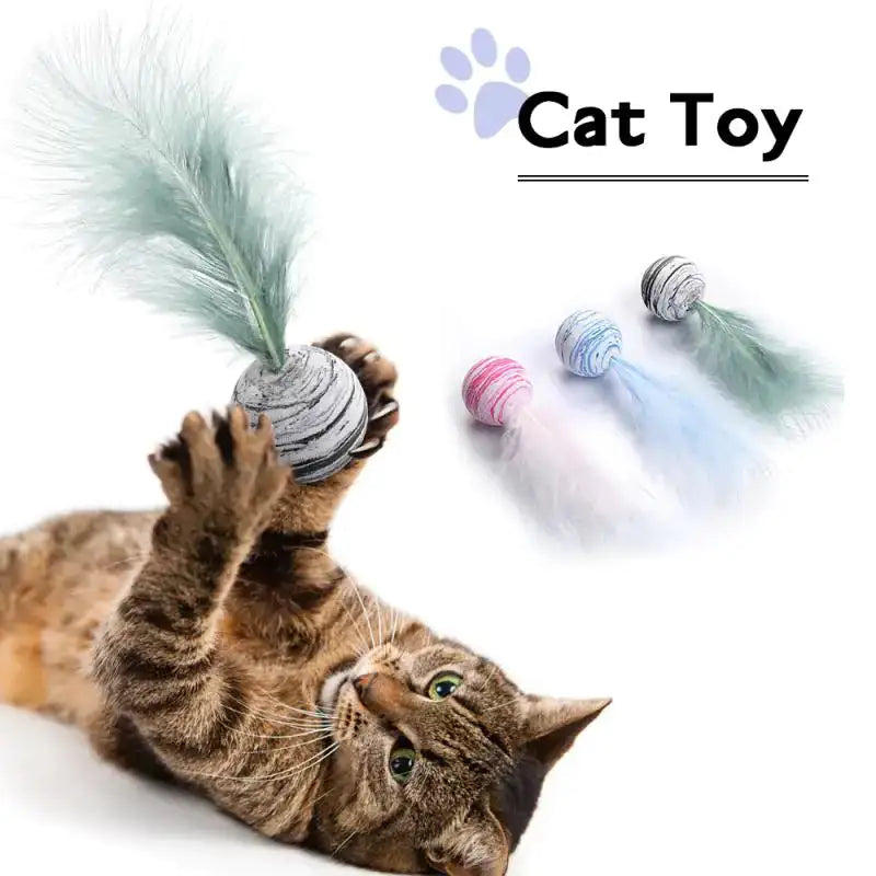 Pelota de Juguete con Plumas para Gato
