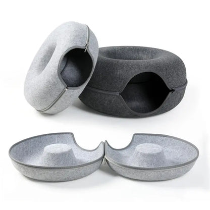 Cama-Túnel Interactiva "Donut" para Gatos (de Fieltro)