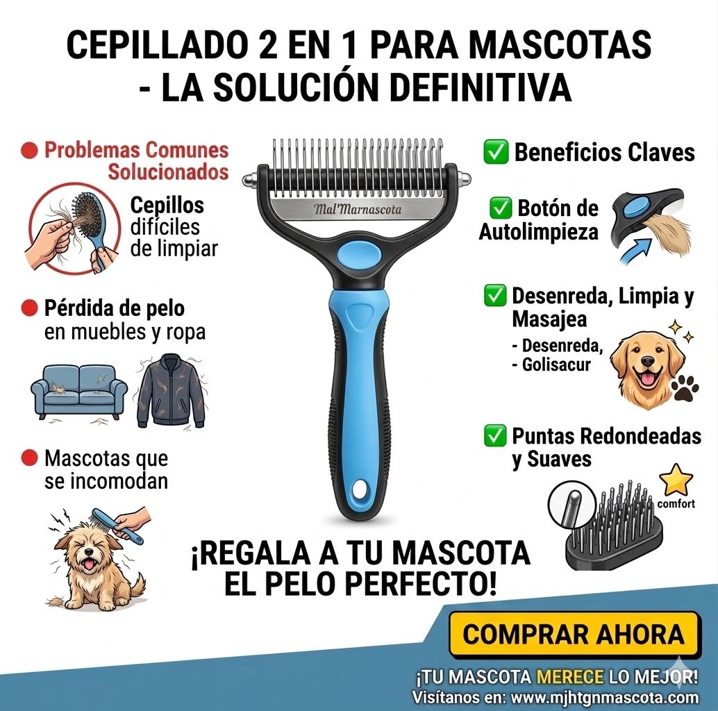 Cepillo de mascotas 2 en 1