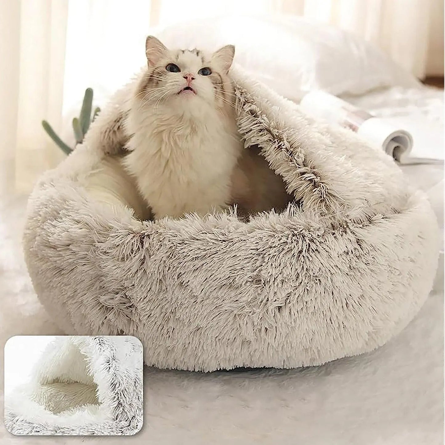 Cama Nido de Felpa Suave (con Bordes Elevados)